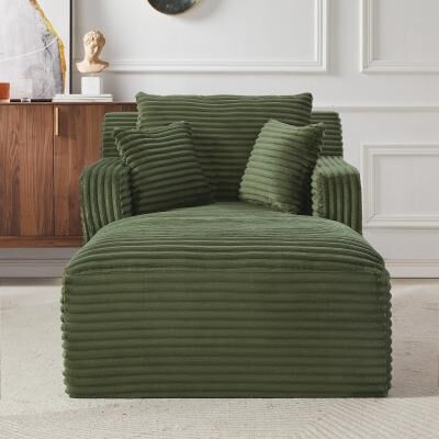 Loedds 1-Seat Modern Corduroy Sleeper Sofa with Chaise, High-Density Foam and Spring Seat Support for Living Room