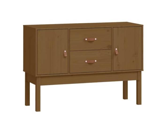 HGFDVCMR Sideboard Honigbraun 110x40x78 cm Massivholz Kiefer Rustikaler Anrichteschrank mit 2 Schubladen und 2 Fächern für Wohnzimmer und Flur, bietet Schutz vor Staub.