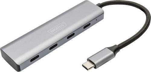 Digitus DA-70246 USB-Hub 4 Port USB-A USB 3.1 Gen1 5 GBit/s mit Aluminiumgehäuse Dunkelgrau DA-70246