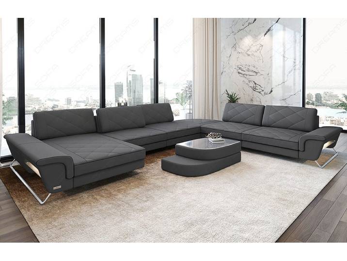XXL Stoff Wohnlandschaft Bari U-Form