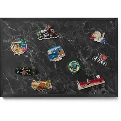 MAGNETTAFEL 60x40 cm Schwarzer Rahmen Eleganter Schwarzer Marmor