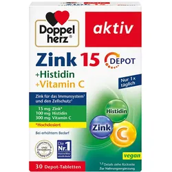 DOPPELHERZ Zink 15 mg+Histidin+Vit.C Depot aktiv 30 St