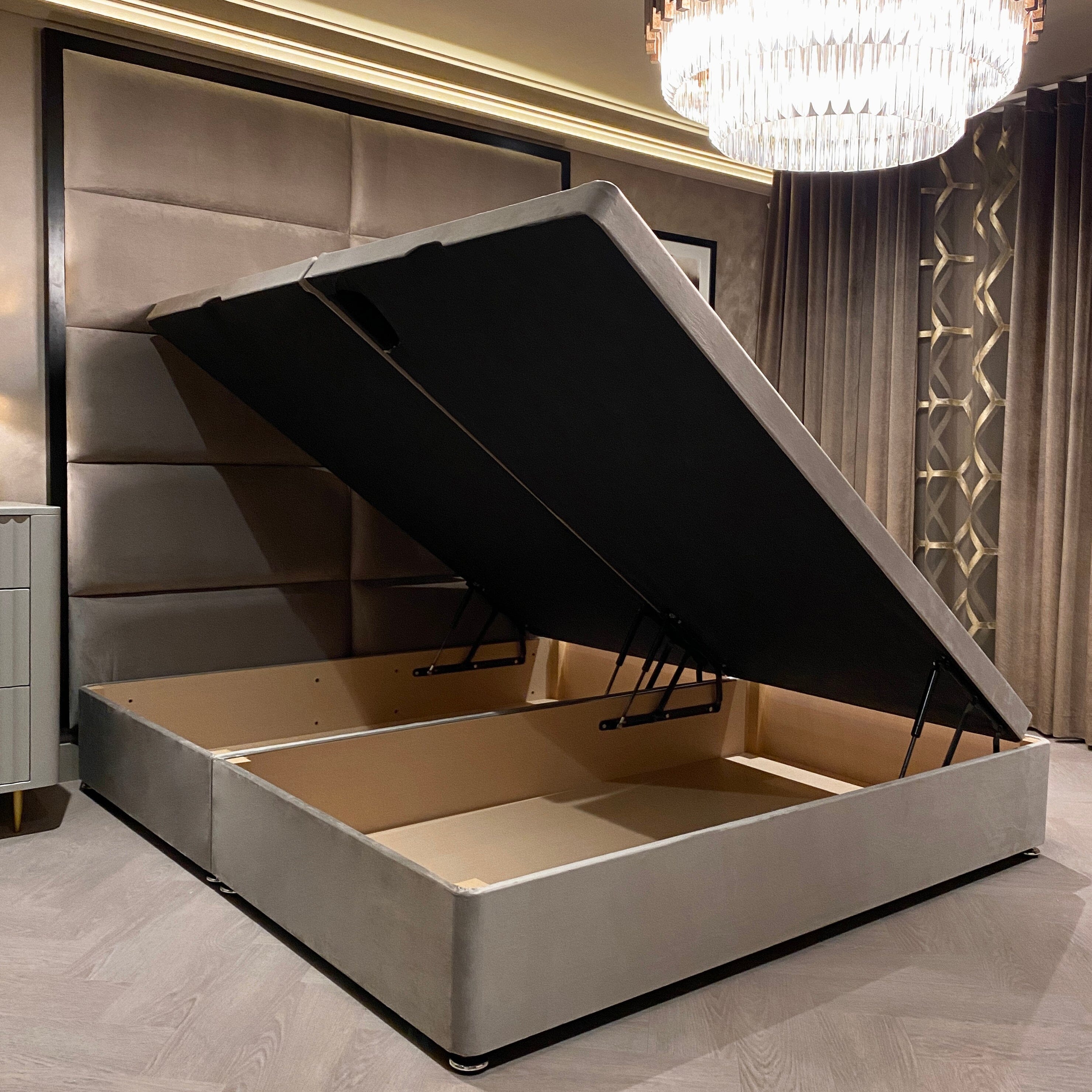 Praline Luxury Velvet Ottoman Divan Bed Base, King