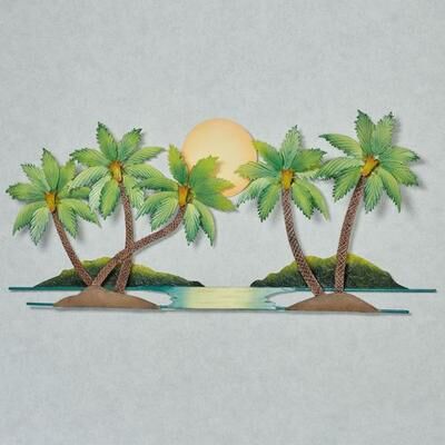 T.i./New Metal Design Paradise Palms Wall Art Green , Green