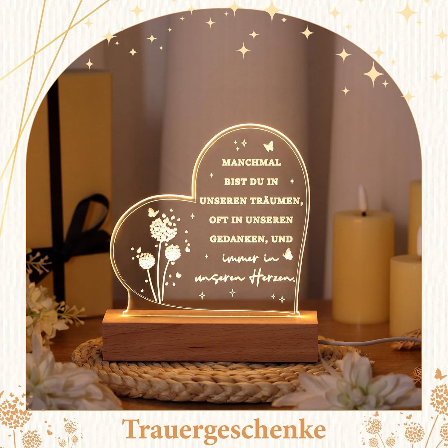 Herinneringslicht voor rouwende familieleden - Troostgeschenk voor begrafenis en overledenen