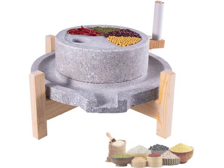 Getreidemühle, Manuelle Pastenmühle Aus Natürlichem Granit Mit Ständer, Trocken-/Nasssteinmühle, Handbrecher-Getreidemühle Für Hülsenfrüchte, Gerste, Gewürze Und Sojamilch