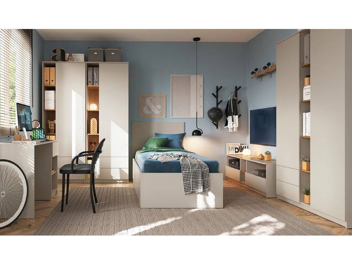 möbel-direkt.de Jugendzimmer-Set Jugendzimmer Fanni in Karameleiche & Kashmir 7 teilig, (Spar-Set, 7-tlg., 7 teilig), ABS- Kanten