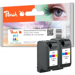 Peach Doppelpack Druckköpfe color kompatibel zu HP No. 17*2, C6625AE*2