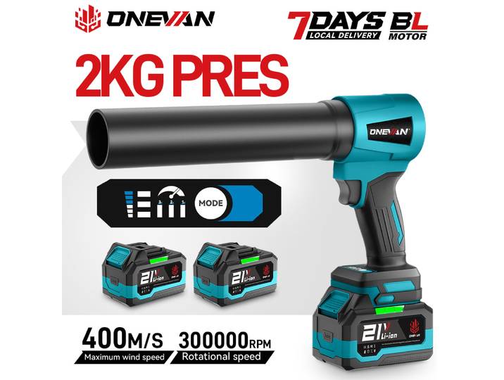Souffleur électrique sans fil ONEVAN 400M/S, 4000W, sans balais, puissant, pour feuilles, compatible avec batterie Makita 18V.