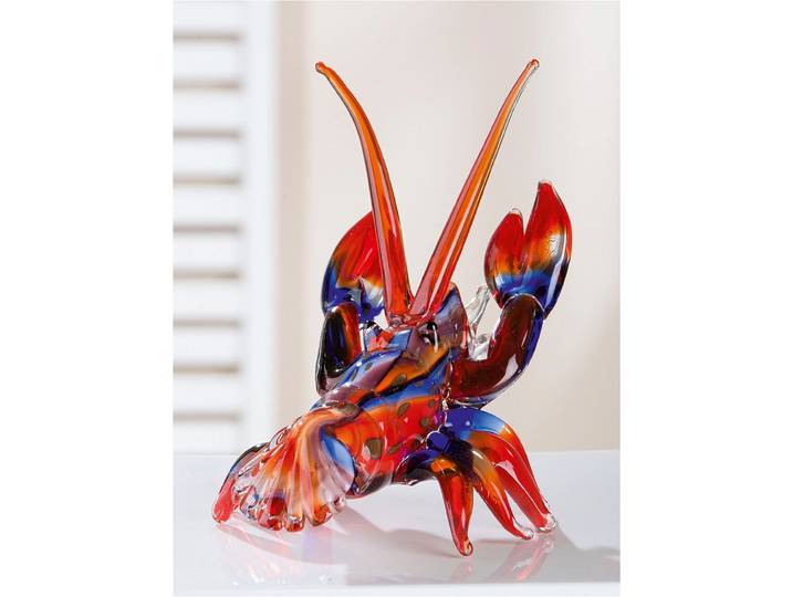 Tierfigur CASABLANCA BY GILDE Skulptur Hummer , bunt (blau, rot), B:24cm H:21cm T:16cm, Glas, Dekofiguren, Tierfigur