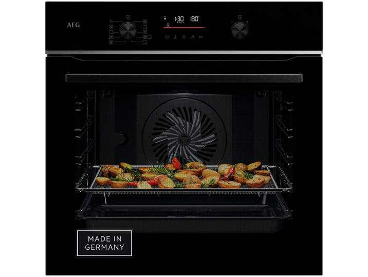 AEG Pyrolyse Backofen TS6PB50WAB , Energieeffizienz: A+, schwarz, B:59,5cm H:59,4cm T:56,7cm, Backöfen, AirFry-Backofen - knusprige Ergebnisse mit nur wenig oder ganz ohne Öl, Pyrolyse Backofen
