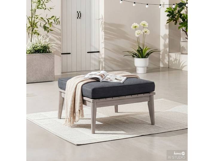 Loungehocker 62 x 40 x 62cm Grau/Anthrazit/Braun