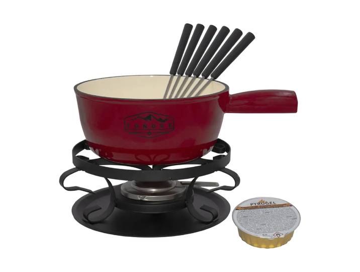 Fondue-Set Est. 1921, Heidi Cheese Line, rot, Gusseisen