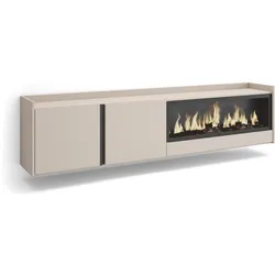 LOWBOARD, Beige, 212/35/50cm, Kamin mit Feuereffekt XXL