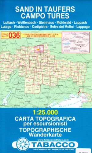 TABACCO - Sand in Taufers: Wanderkarte Tabacco 036. 1:25000 (Cartes Topograh) - Preis vom 11.10.2026 15:43:13 h