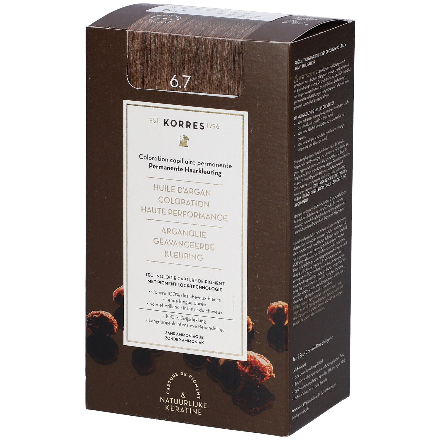 Korres Argan Oil Advanced Colorant 6.7 Cocoa 1 St Kombipackung