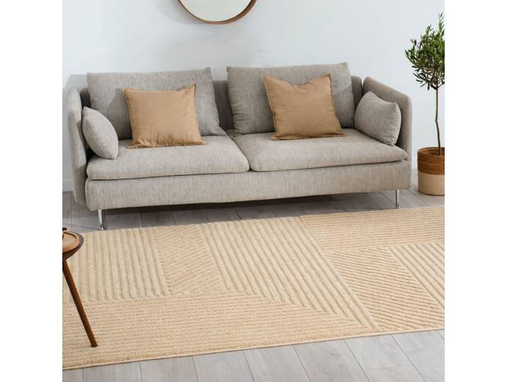 Tapis salon motif en 3d beige - 80x150 cm