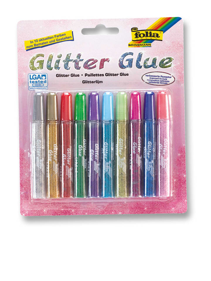folia PAPER Glitzerkleber-Stifte in Bunt - 10x 9,5 ml - onesize