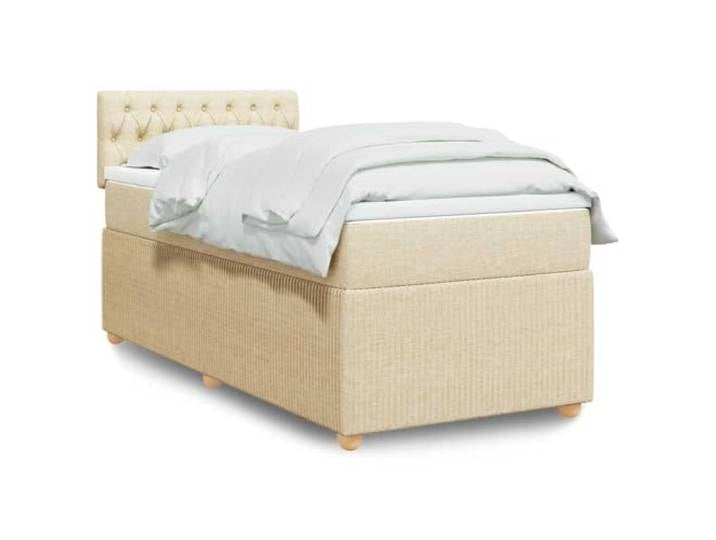 RJPLMFV Lattenrost und Matratze, 90 x 190 cm, cremefarben Weicher Polyesterstoff, Taschenfedern, abnehmbarer Bezug, komplettes Design