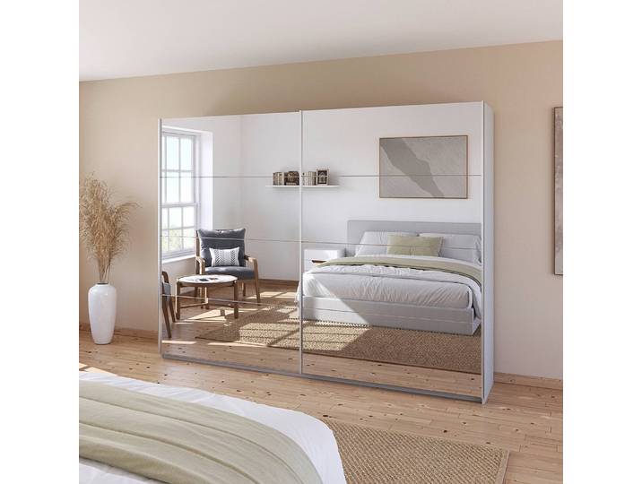 Armoire - Façade Miroir 271cm Gris/Gris soie