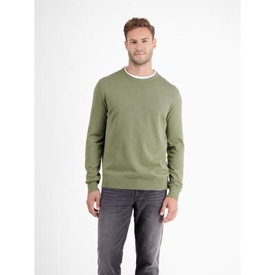 Strickpullover LERROS "Herren Strickpullover aus Baumwolle mit Crewneck Ausschnitt", Herren, Gr. M, grün (gentle reed), 100% Baumwolle, Pullover Strickpullover, Weicher Strick-Pullover, Rundhalsausschnitt, lange Ärmel, pflegeleicht