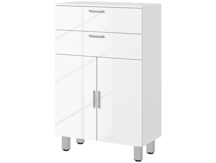Kleankin Badezimmerschrank mit 2 Schubladen Verstellbares Regal Weiß, Holzwerkstoff, 30x93x60 cm, Badezimmer, Badezimmerschränke