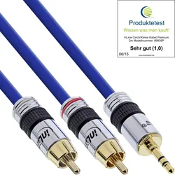 InLine Cinch/Klinke Kabel, PREMIUM, 2x Cinch Stecker an 3,5mm Klinke, 2m