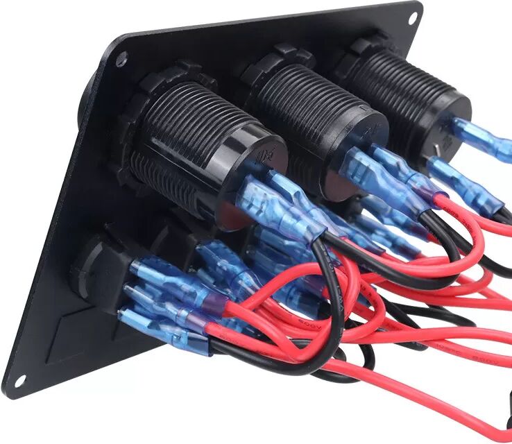 INF Panneau de commutation avec 5 interrupteurs, voltmètre, 2 USB & prise de courant