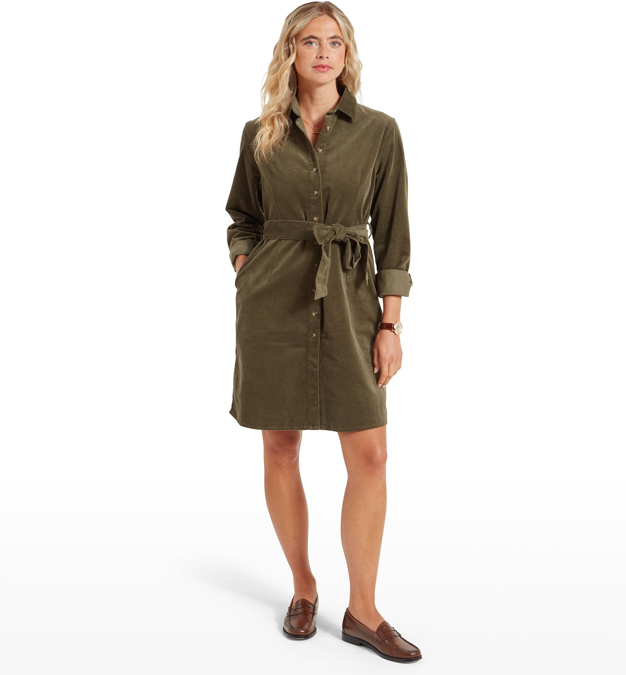Schöffel Country Sage Cord Dress - Green - Size UK12 - Women
