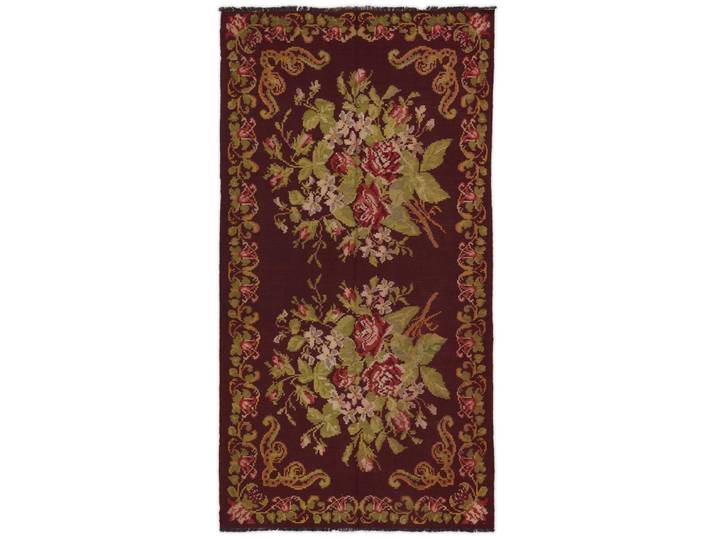 Kelim Rosen Teppich 154x289 Handgewebt Orientteppich Wolle