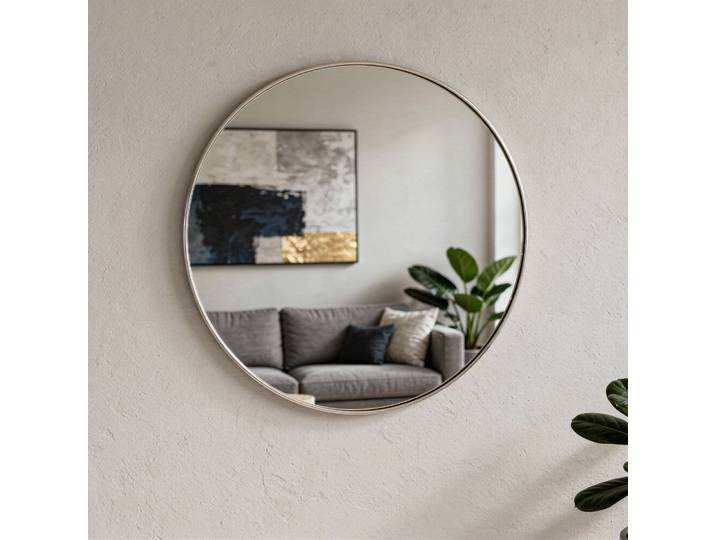 Miroir rond en laiton argenté 60 cm Murat