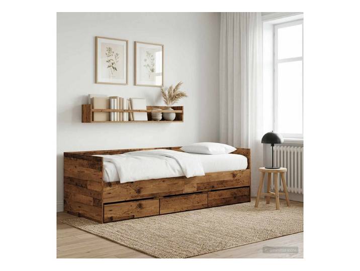 furnicato Bett Tagesbett mit Stauraum Altholz (1-tlg), Stauraum-Gästebett mit integrierten Schubladen für dein Schlafzimmer