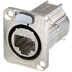 NEUTRIK® RJ45 CAT.6A, 8-pol , Metall-, Schneid-Klemmtechnik-Einbaubuchse, Type D, nickelfarben