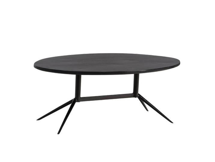 Table basse ovale en bois, noir