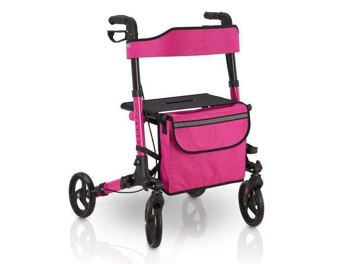 ROLLATOR Vital lila klappbar mit Sitzfläche & Einkaufstasche