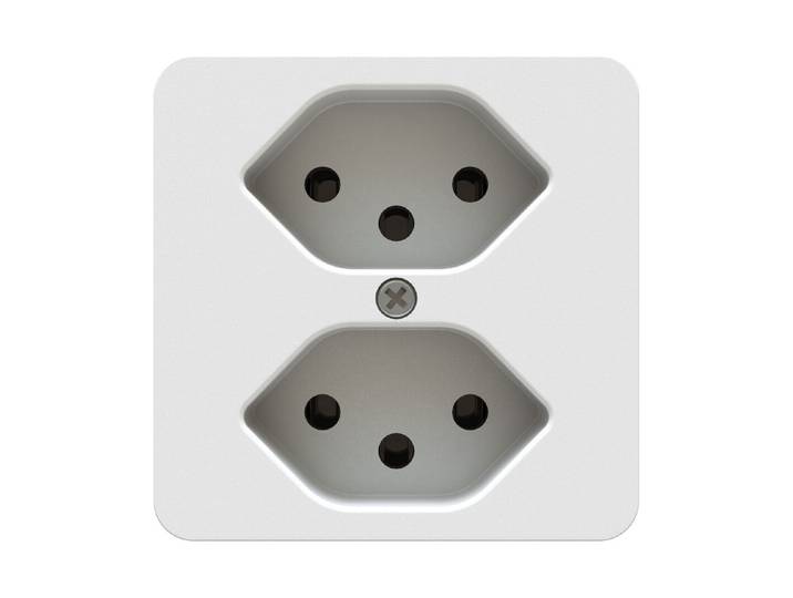 Max Hauri Steckdose 2x Typ 13 Einsatz +Frontplatte weiss