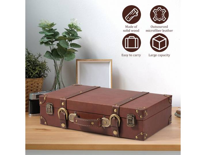 Boîte de rangement en bois Vintage, coffre au trésor, boîte à bijoux, valise médiévale pour poitrine, colliers, Collection d'art, organisateur de bijoux