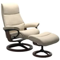 Stressless Sessel mit Hocker View Signature Leder Beige Batick Cream M (Medium)