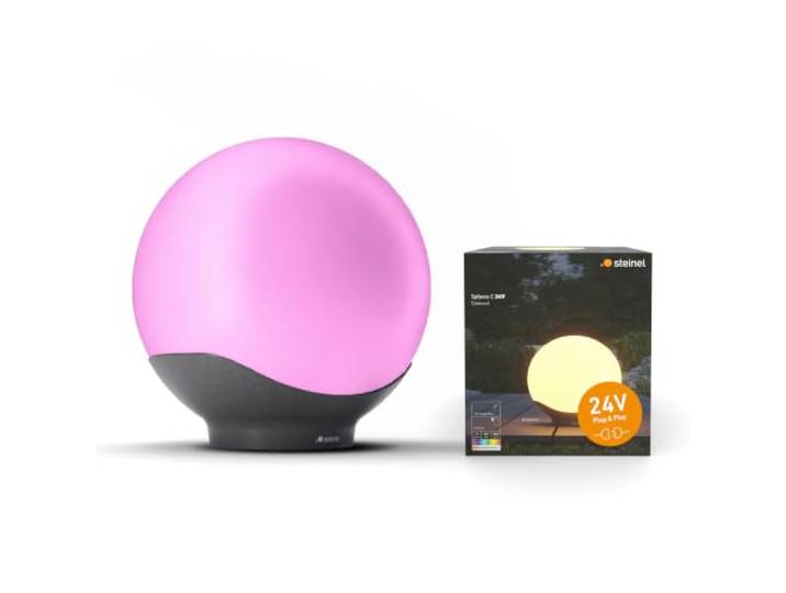 Steinel LED-Kugelleuchte Sphera C 24V Ø 400 mm, 16 Mio. Farben, App-Steuerung, Plug & Play, Helligkeitssensor, IP65, für Garten und Terrasse