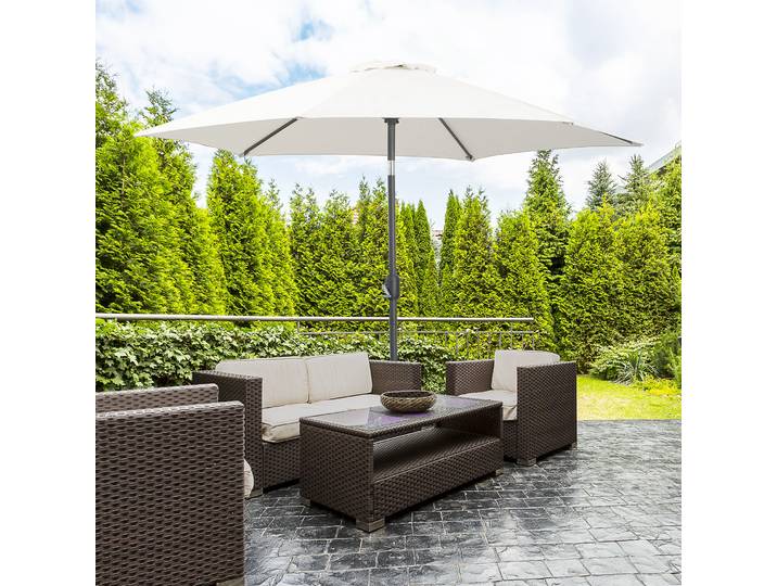 Outsunny Parasol Jardin Inclinable Ø2,6m Manivelle Alu Crème