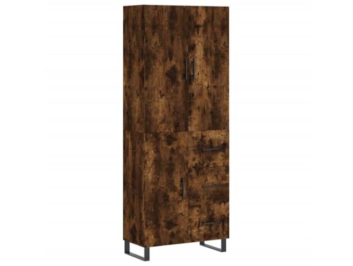 GHVBNMF Highboard Räuchereiche 69,5x34x180 cm Holzwerkstoff 2-Teilig Elegantes Aufbewahrungsmöbel mit stabilen Metallfüßen und viel Stauraum für Wohnzimmer, Flur oder Esszimmer.