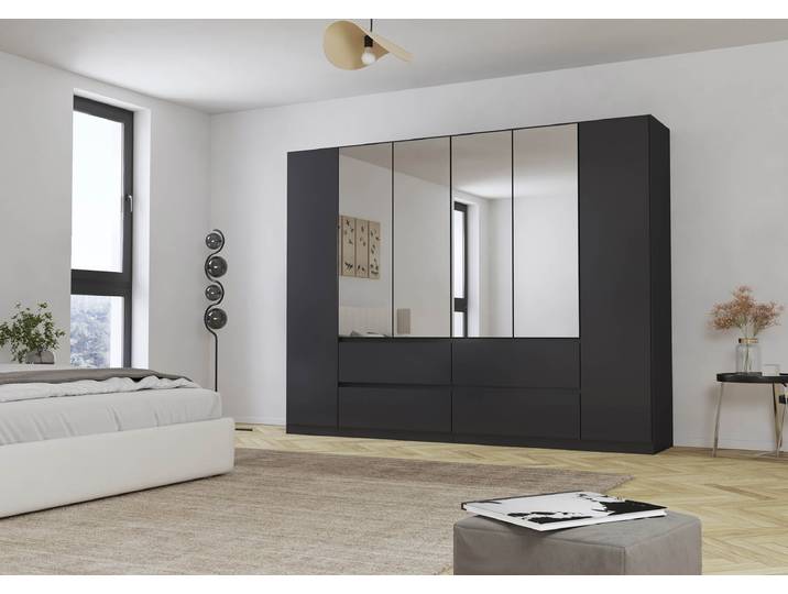 Drehtürenschrank Mainz 271cm Grau/Graumetallic Comfort mit Spiegeltür/-en