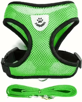 Inspire Picks Adjustable Escape Proof Reflective Cat Harness & Leash Set green l