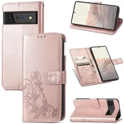König Design Hülle Handy Schutz für Google Pixel 6 Pro Case Flip Cover Tasche Etuis Bumper (Google Pixel 6 Pro), Smartphone Hülle, Rosa, Gold