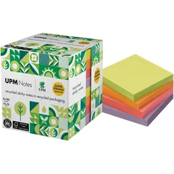 UPM, Haftnotiz, Haftnotizen Recycling 75x75mm 5654-97UR-8 assortiert 8x100 Blatt