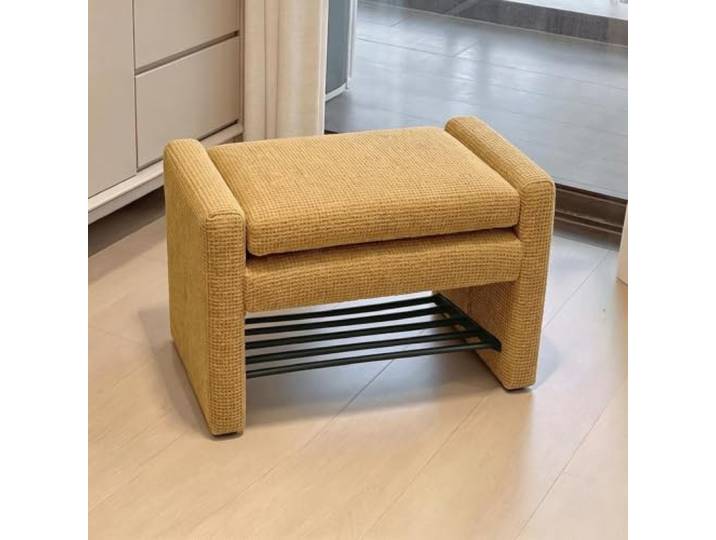 Quadratische klappbareSchuhbank mitRückenlehne undArmlehnen Vintage-Hocker Platzsparendes, leichtes Design ideal für kleine Räume im Wohnzimmer in begehbaren Kleiderschränken(Yellow)