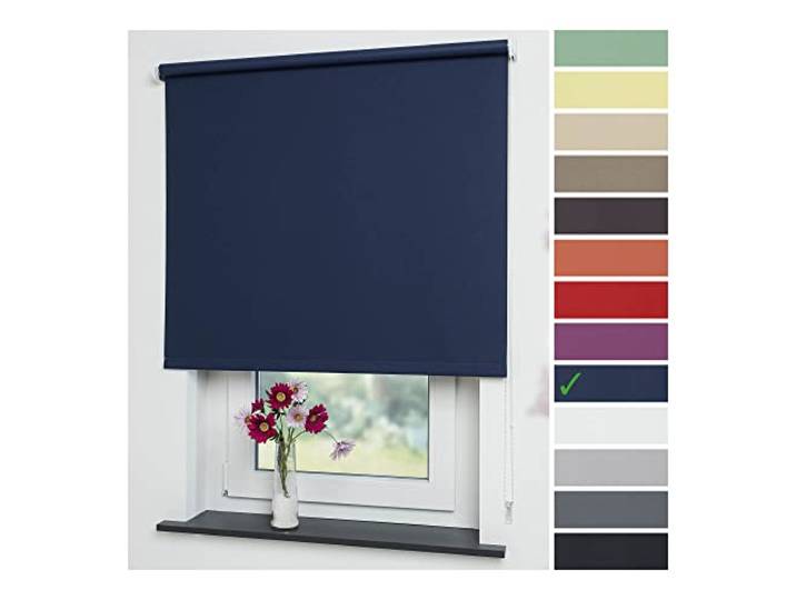 Liedeco® Rollo, Kettenzug-Rollo/Verdunkelnd, Abdunkelnd, Blickdicht / 102 x 180 (Breite x Höhe) / Farbe: Nachtblau/Variable Montage