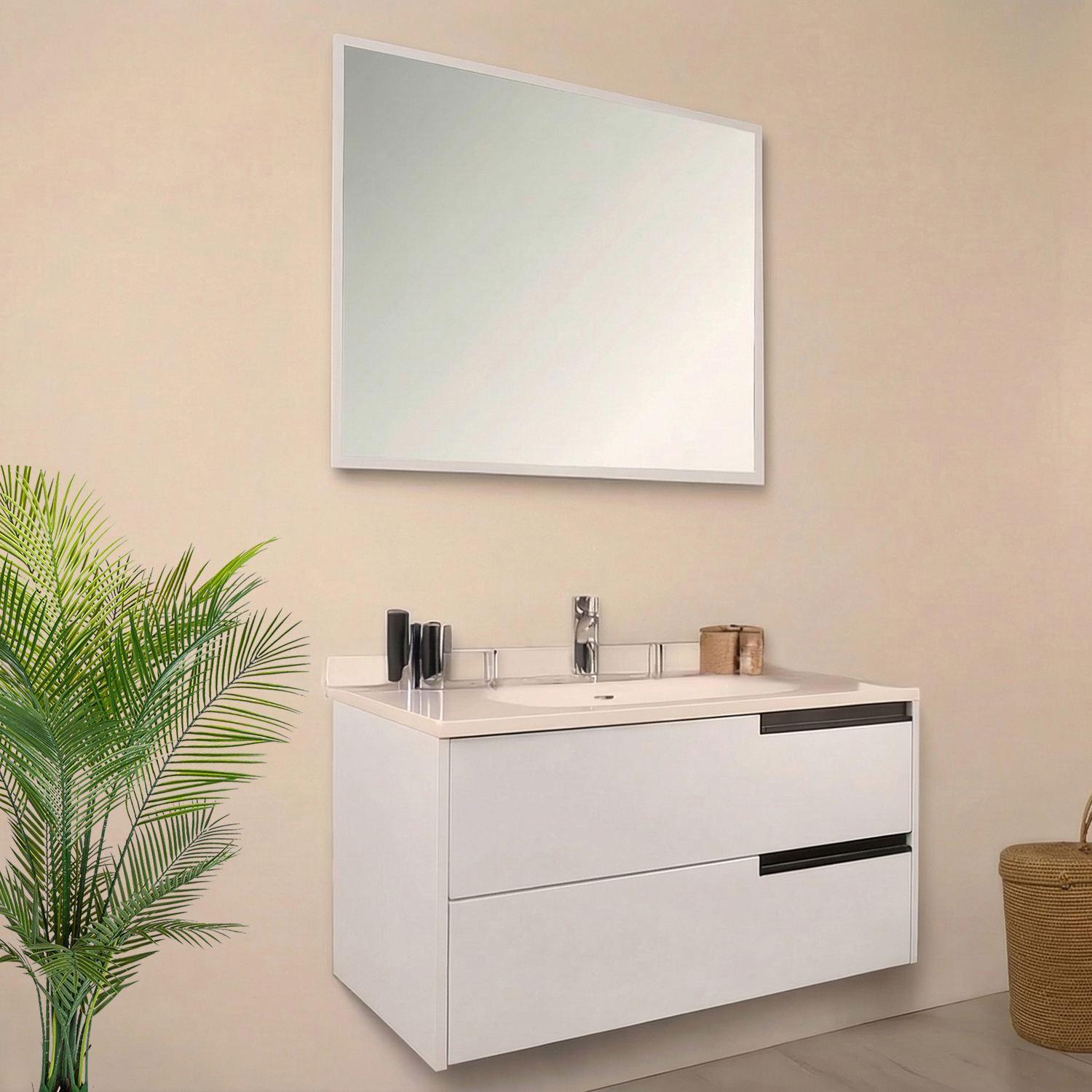 Skye Decor, Hochwertiger Badschrank mit Waschbecken & Spiegelset (2 Teile) - 100% MDF