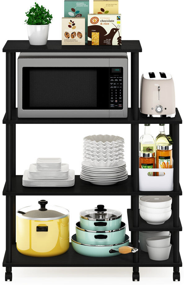 Alpen Home Debbi 89.4 cm W Kitchen Cart with Wheels Americano/Black 117.1cm H X 89.4cm W X 39.6cm D