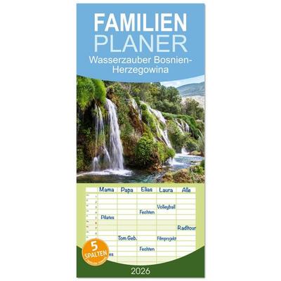 Familienplaner 2026 - Wasserzauber Bosnien-Herzegowina mit 5 Spalten (Wandkalender, 21 x 45 cm) CALVENDO